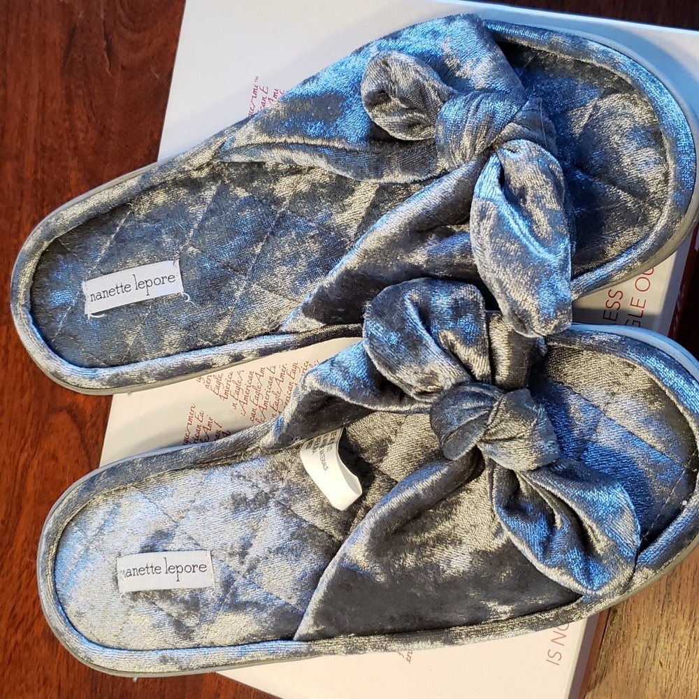 Silver Velvet Slippers